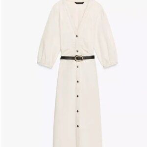 Zara Belted Balloon Sleeve Midi Dress 8688/622